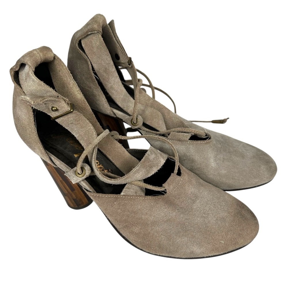 Free People Nouvella Wrap Suede Heels Size 38 - Picture 3 of 9